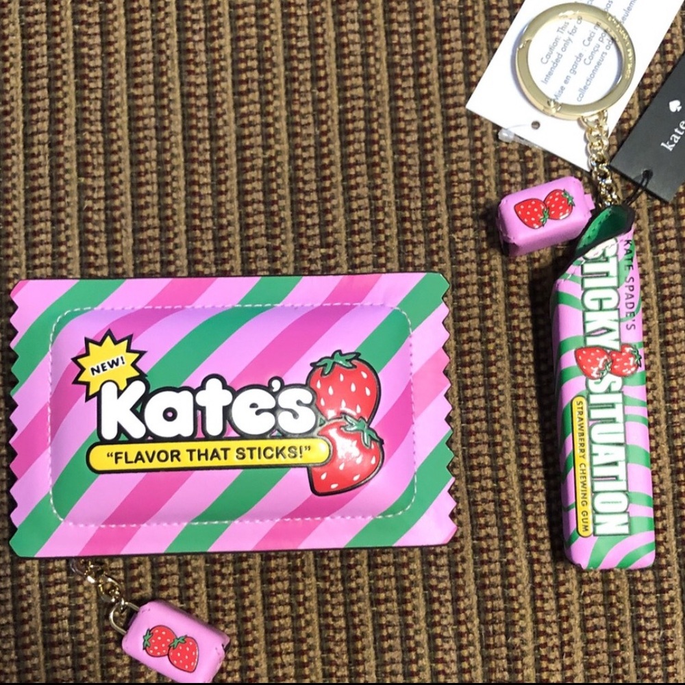 NWT-Kate Spade-SET-Bubble Gum-3D Small Zip Card Holder/Wallet & Bag Charm-$308